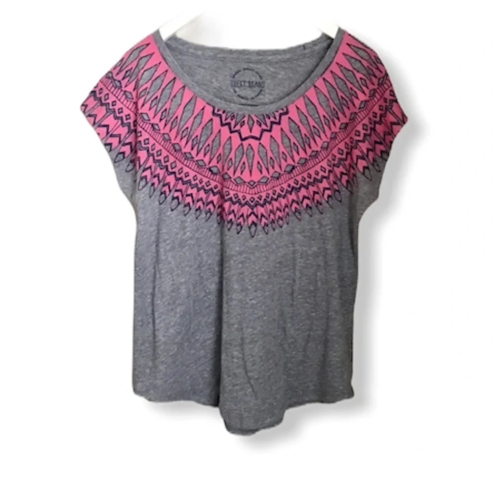 [Lucky Brand] Grey Wing Neckline Tee
